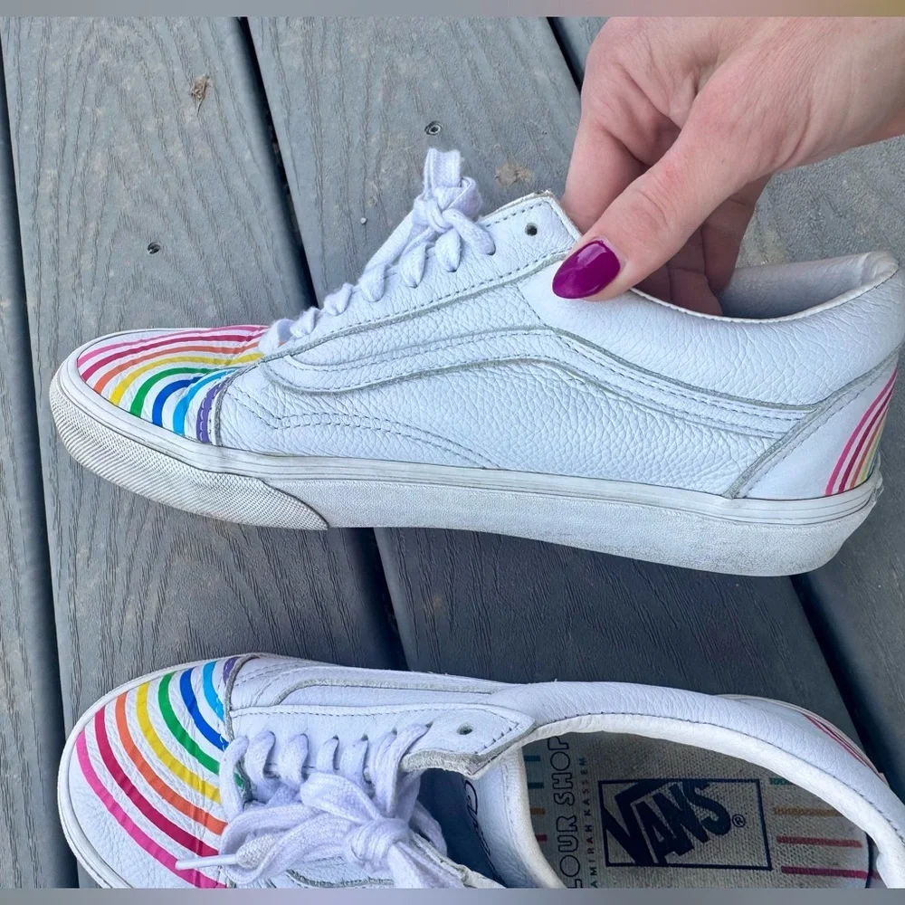 Vans Old Skool Leather Flour Shop Rainbow shoes size 9
